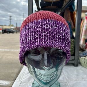 Handmade reversible Mauve and Purple Knit Beanie